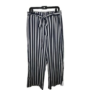 Shein Curve Women Shorts 2XL Blue Striped Pull On Elastic Waist Tie  Front Pants